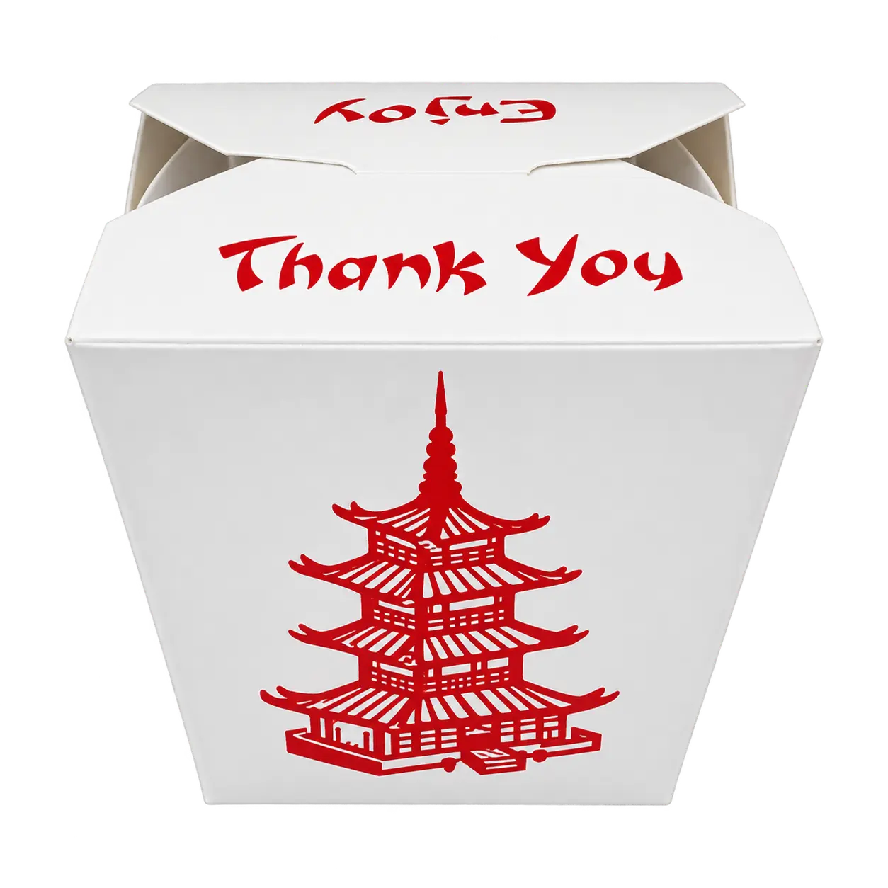 16OZ Noodle Box Red Tower / Take Away Paper Box 500ml (500sets) | 中餐 红塔 纸质正方形 外卖盒 500ml(16OZ)