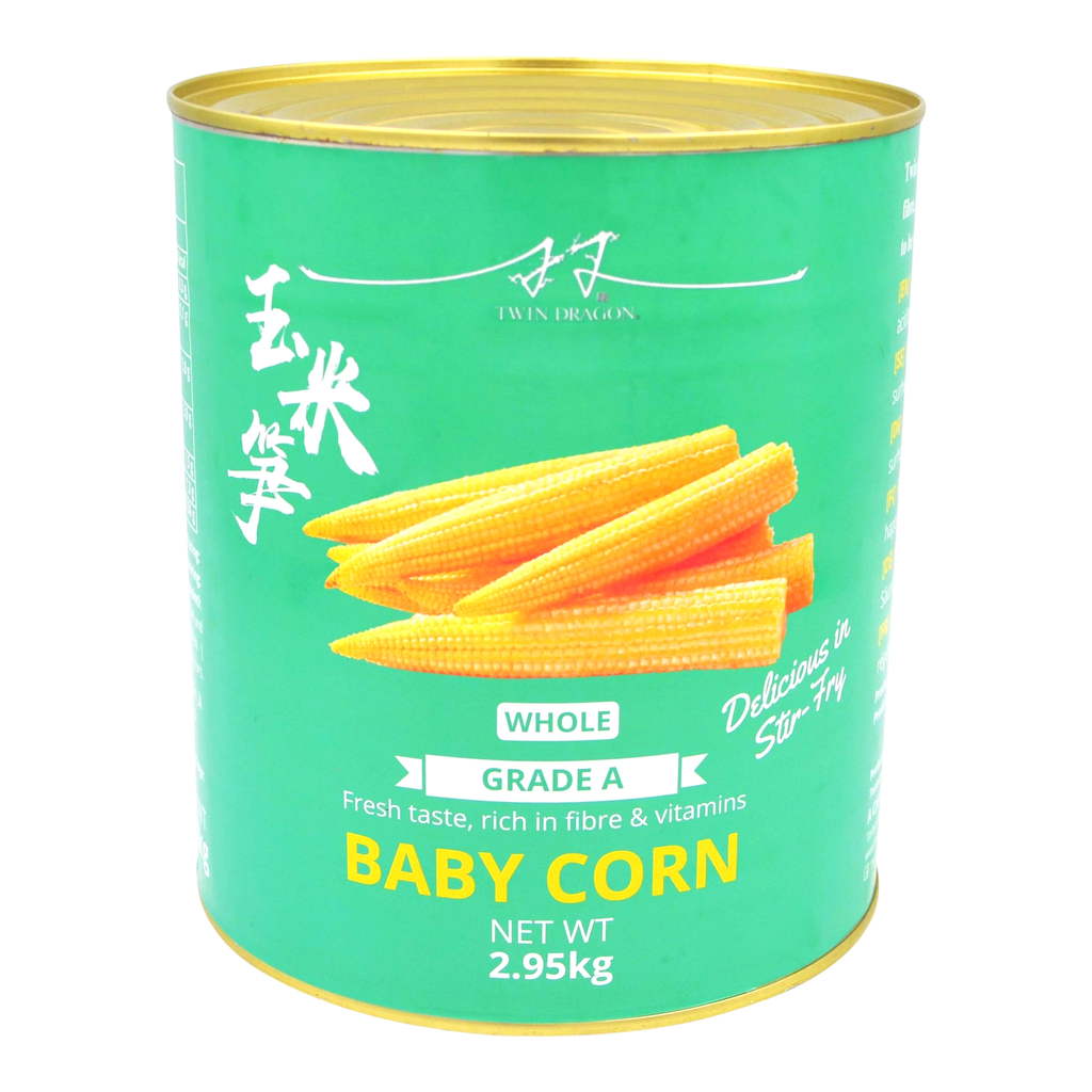 Twin Dragon 玉米条 整 2950g*6 [箱] | Twin Dragon Baby Corn Whole in Brine 2950g*6 [CTN]
