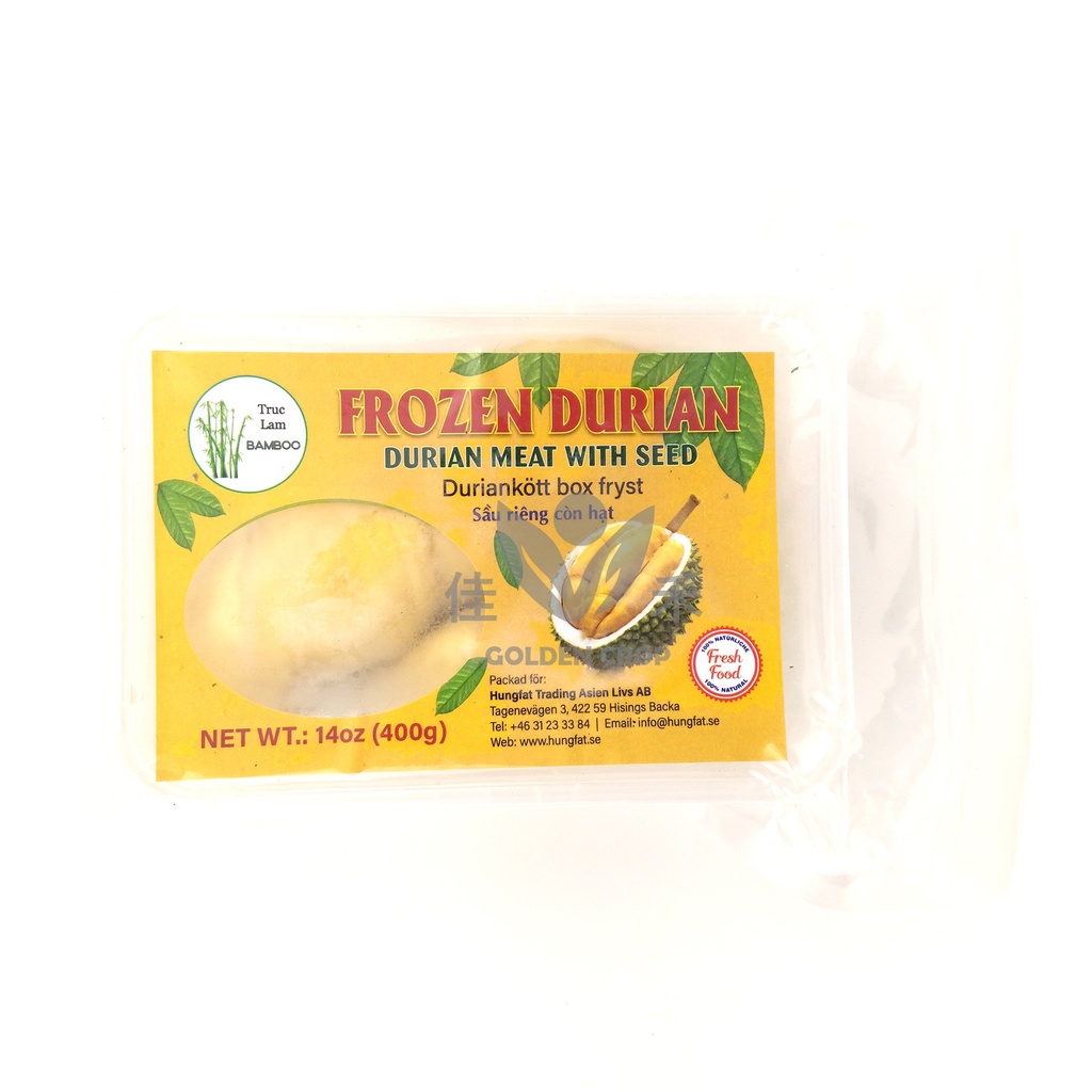 DingFeng Frozen Durian with seeds 400g | 鼎丰  冰冻榴莲肉 (有核) 400g