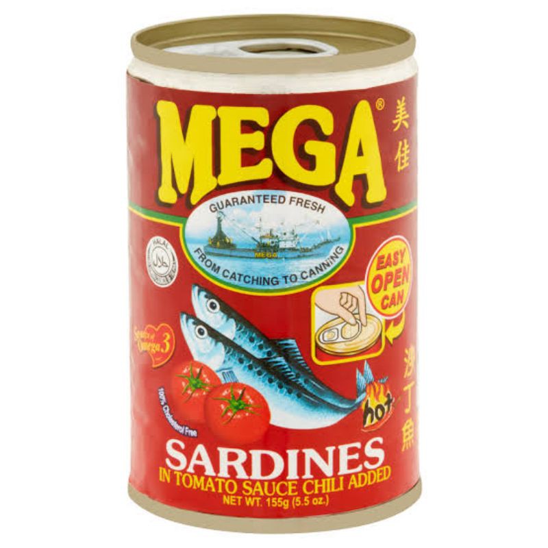 MEGA 番茄沙丁鱼罐头 辣味 155g | MEGA Sardines In Tomato Chilli Sauce 155g