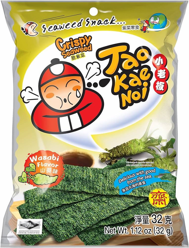 TAOKAENOI Crispy Seaweed Wasabi Flavor 32g | 小老板 海苔 芥末味 32g