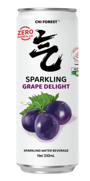 Chi Forest Sparkling Water Grape Delight Flavour 330ml | 元气森林 0卡0脂 夏黑葡萄味 苏打水 330ml 罐装