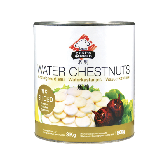 CHEF'S WORLD Water Chestnut Slices 3kg | 名厨 清水马蹄片 3kg