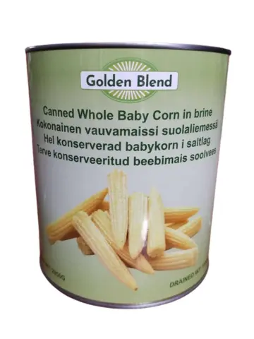 Golden Blend 玉米条(整)  2840g*6/箱 | Golden Blend Canned Whole Baby Corn in brine  2840g*6/CTN
