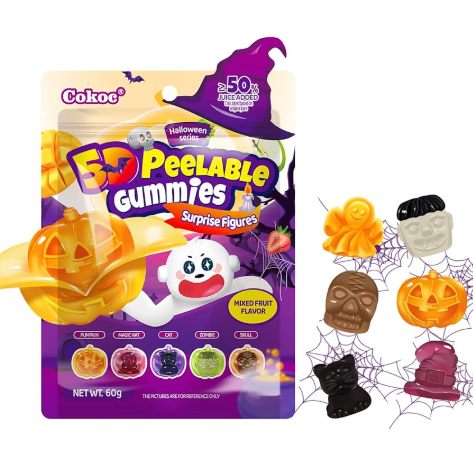 COKOC Peelable Gummies Mixed Fruit Flavor Halloween 60g | COKOC 可剥软糖 混合水果味 万圣节装 60g