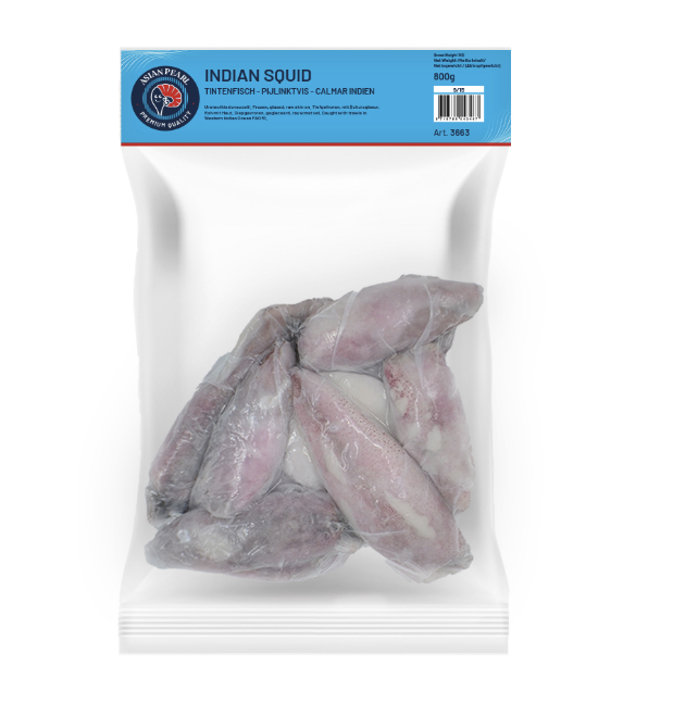 ASIAN PEARL Indian Squid Raw Skin-on 9/15cm 1kg | ASIAN PEARL 印度带皮生鱿鱼 9/15cm 1kg