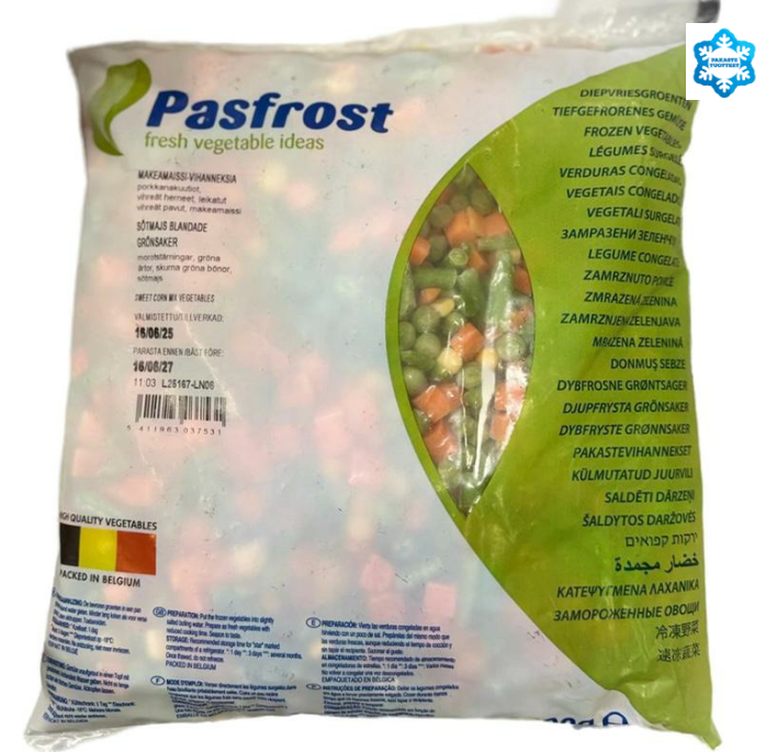 Pasfrost frozen Mix Vegetables(Green Beans,Carrots &Green Peas) 1kg | 冰冻 混合 蔬菜丁(青豆，豆角，胡萝卜丁) 1kg