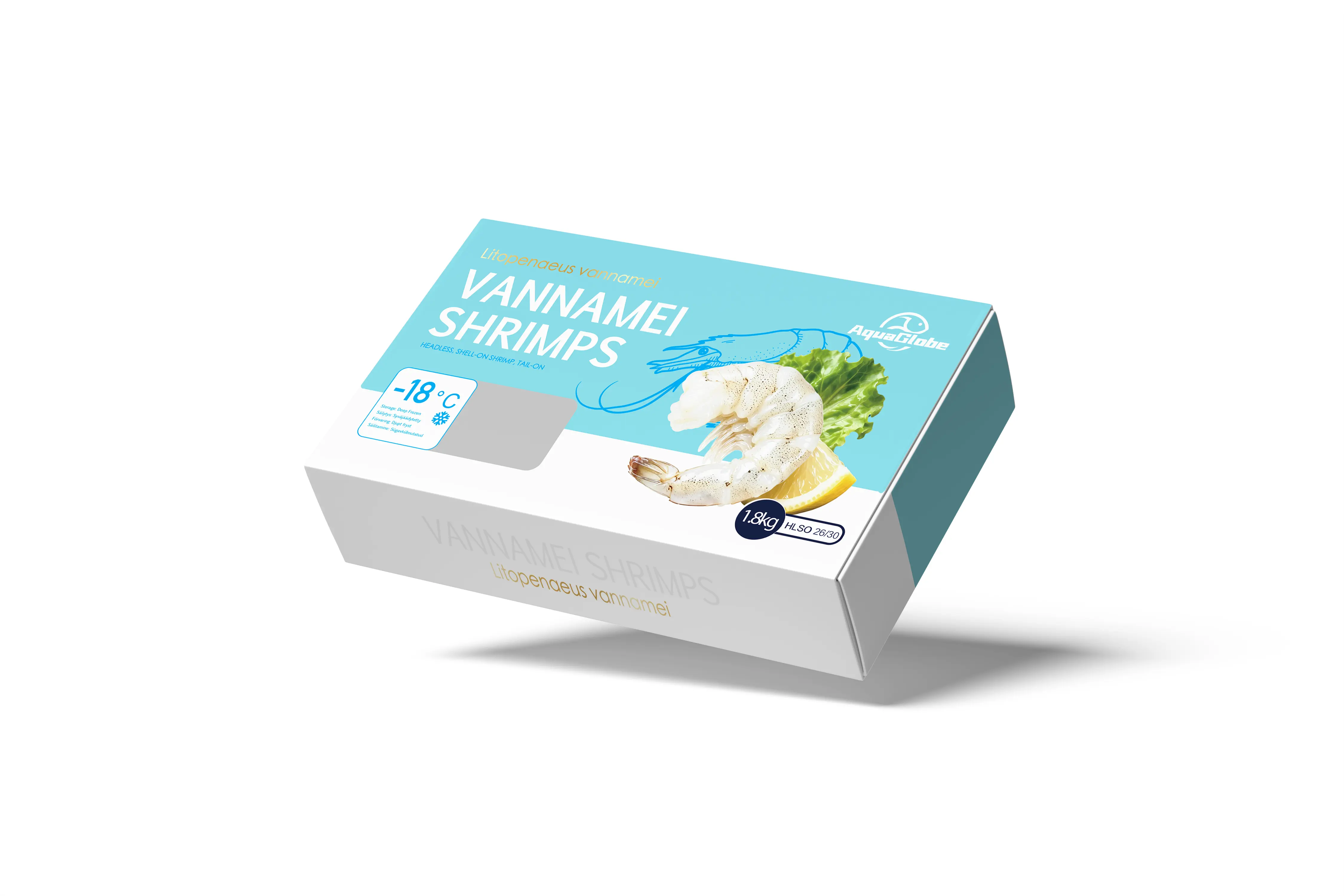 Aquaglobe 白虾 26/30 (无头有壳)1.8kg(净重1.44kg) | Aquaglobe Vannamei Shrimps 26/30 HLSO 1.8kg(1.44kg)