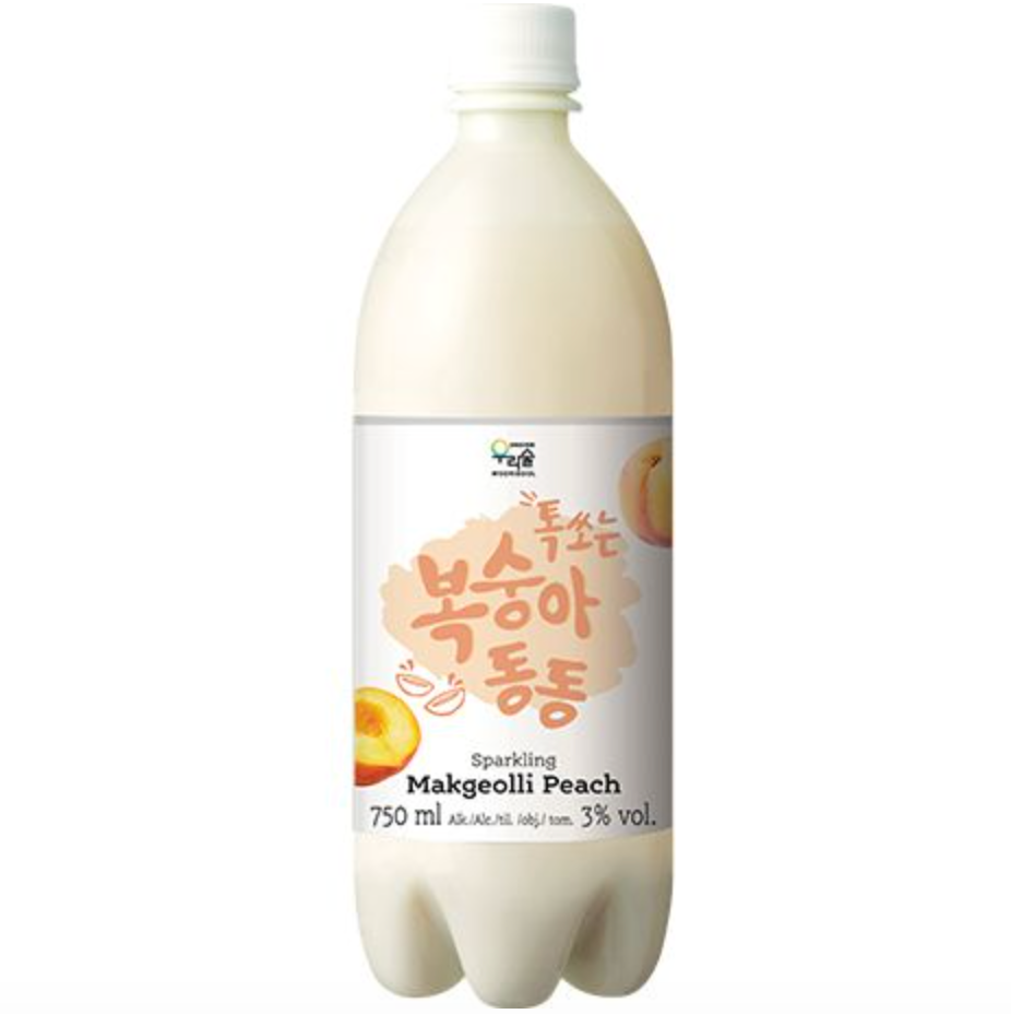 Woorisool Korealainen Makgeolli-Riisiviini, Persikan Maku Alk. 3 % vol. 750 ml | Woorisool 韩国米酒 酒精度 3% vol. 蜜桃味 750ml