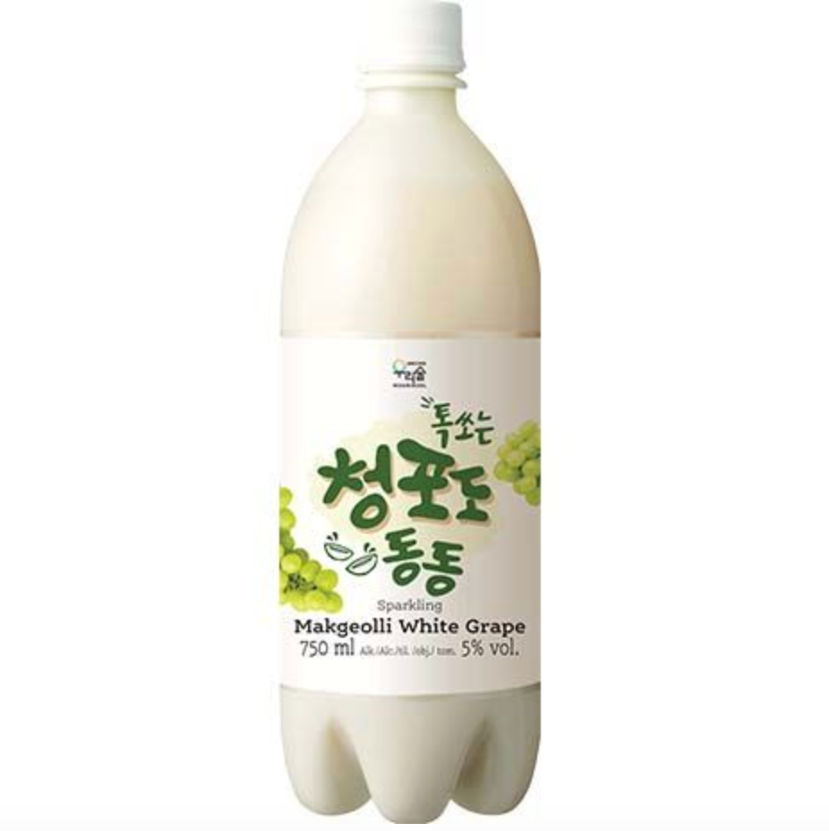 Woorisool Korealainen Makgeolli-Riisiviini, Valkoisen Rypäleen Maku 5% Alc.  750ml | Woorisool 韩国米酒 酒精度 5% vol. 白葡萄味 750ml