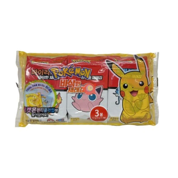 SGK Pokémon Merilevä 3 kpl, Linssikortilla 12 g | SGK 宝可梦海苔 附立体卡片 12g