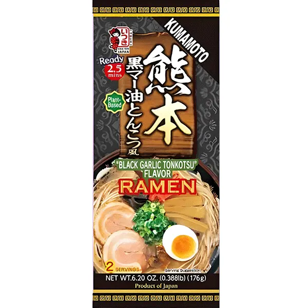 熊本拉面 黑蒜豚骨味 176g | Itsuki Kumamoto Ramen Noodle Black Garlic Tonkotsu Flavor 176