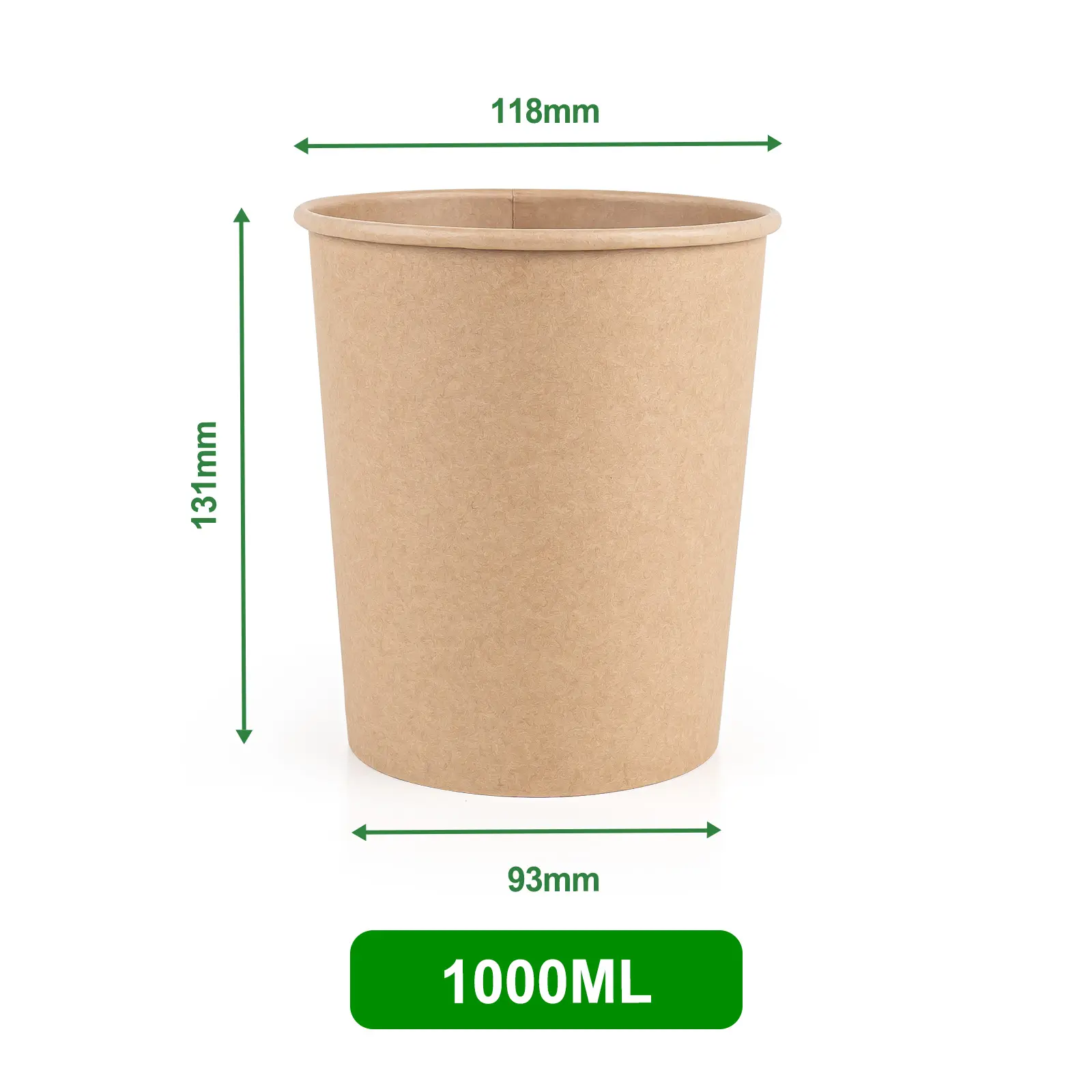1000ml Kraft Paper Soup Container with base | 牛皮纸汤桶 1000ml 底