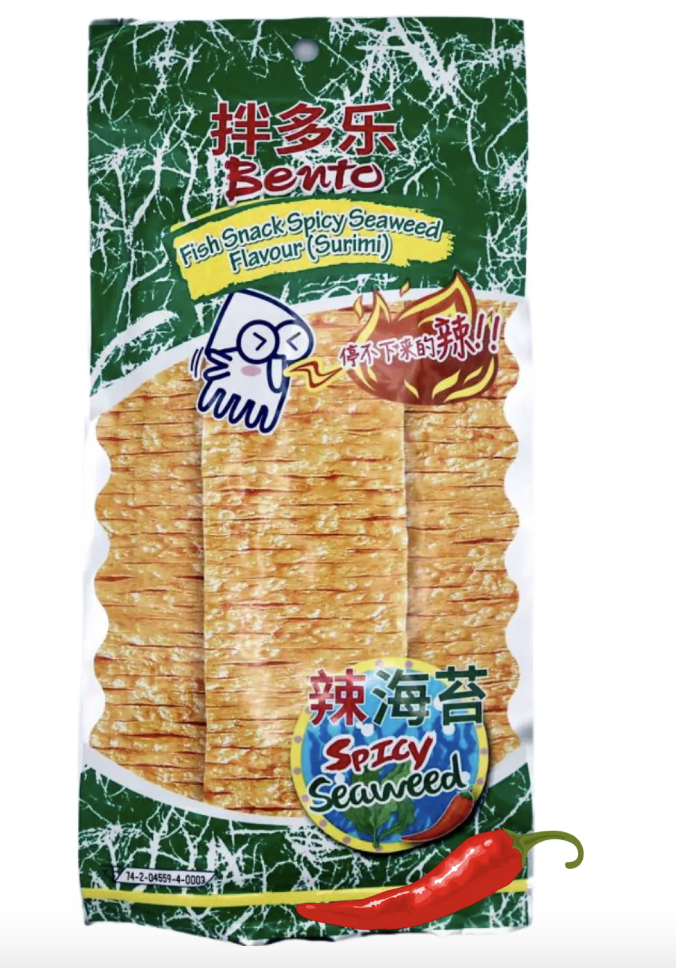 BENTO Squid Snack Spicy Seaweed Flavor 18g | BENTO 泰国鱿鱼片 辣海苔味 18g