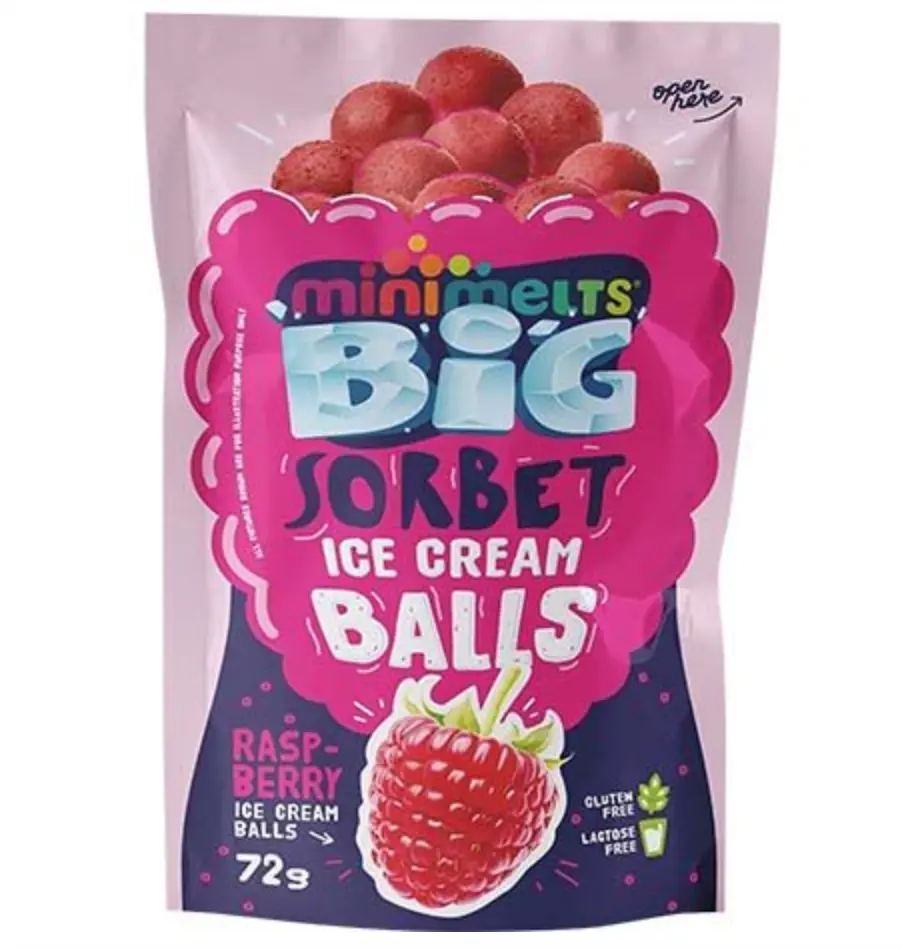 Mini Melts Vadelmanmakuiset sorbettijäätelöpallot 72 g | Mini Melts 冰淇淋雪芭球 覆盆子味 72g 