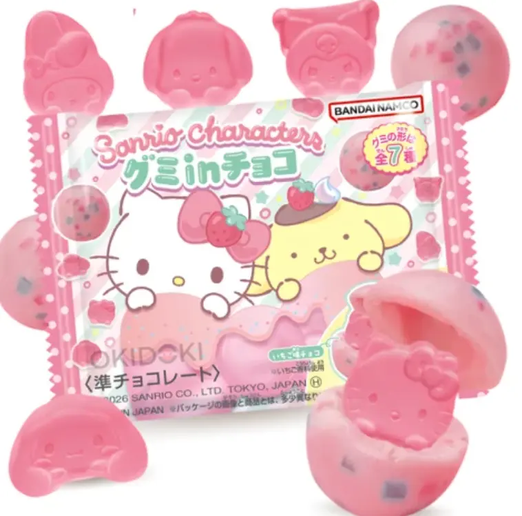 Bandai Sanrio -hahmojen suklaatäytteiset hedelmäkarkit 22 g | Bandai Sanrio 巧克力夹心软糖 22g