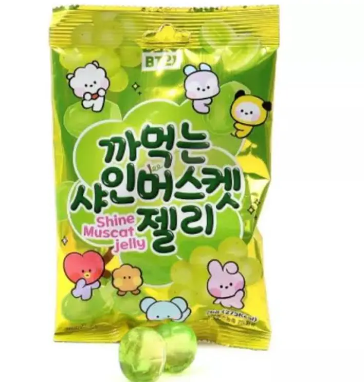 BT21 Kuorittava Shine Muscat -rypäleen makuinen pehmeä karkki76g | BT21 剥皮软糖 阳光玫瑰葡萄味 76g