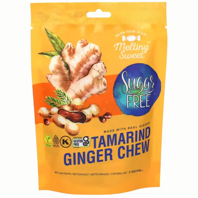 Melting Sweet 姜味无糖软糖 罗望子味 105g | Melting Sweet Ginger Chewy Candy Sugar Free Tamarind Flavor 105g 