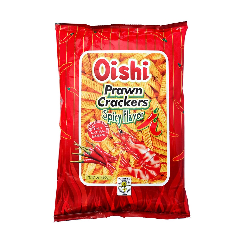 OISHI Prawn Crackers Spicy Flavor 90g | OISHI 虾条 辣味 90g