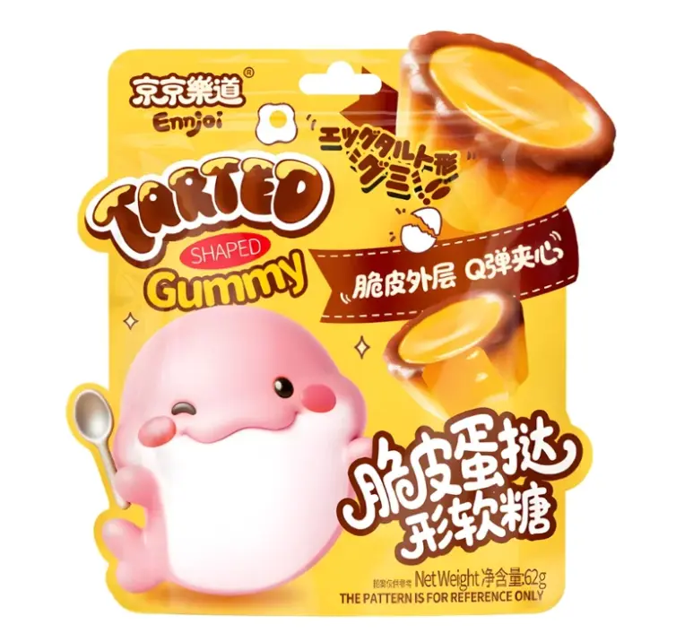 Ennjoi Hedelmänmuotoiset kirpeät hedelmäkarkit 62g | 脆皮蛋挞型软糖 62g