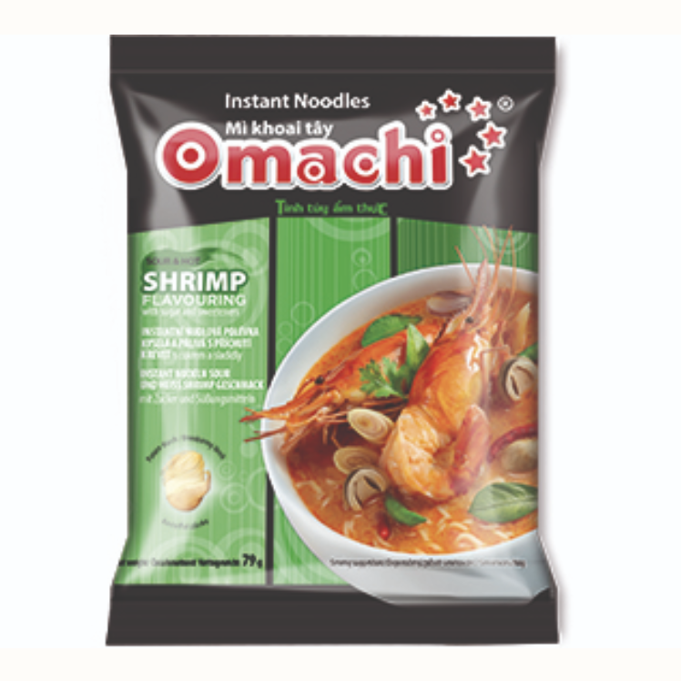 OMACHI Instant Noodle Hot & Sour Shrimp Flavor 79g | 酸辣虾汤面 79g