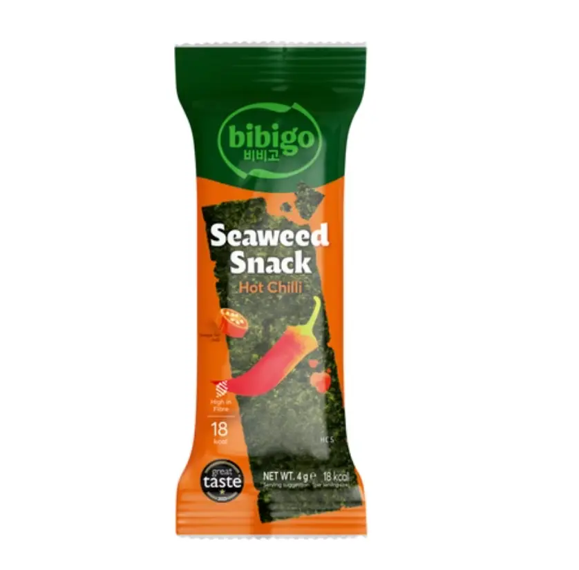 BIBIGO Crispy Seaweed Snack Hot Chili Flavor 4g | 必品阁 脆海苔零食 香辣味 4g