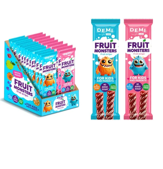 MONSTERS TWIST Vadelmanmakuinen hedelmäpatukka 15g | 水果条 树莓味 15g
