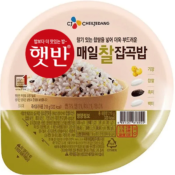 韩国速食杂粮饭 210g | 햇반 Microwavable Cooked Rice (Mixed Grain) 210 g