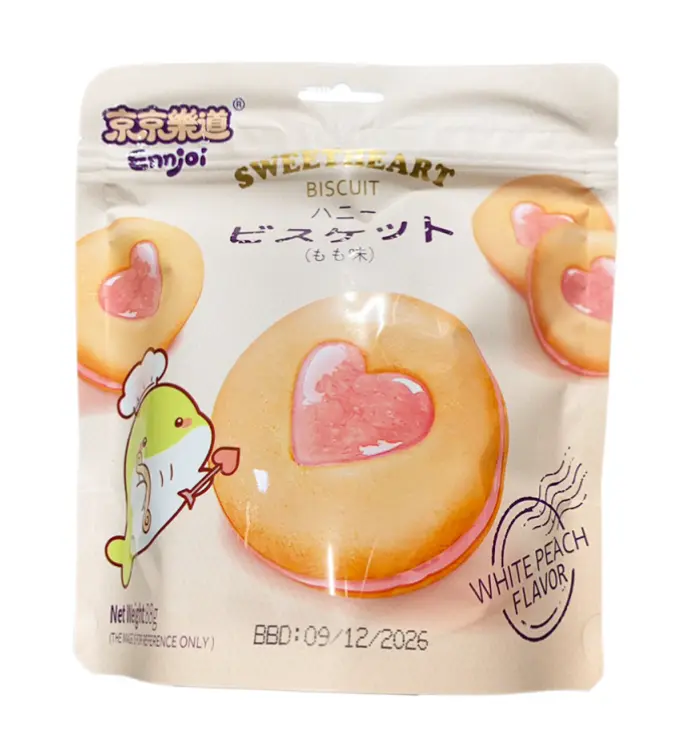 ENNJOI Sweetheart Biscuits White Peach Flavor 88g | 京京乐道 流心饼干 白桃味 88g