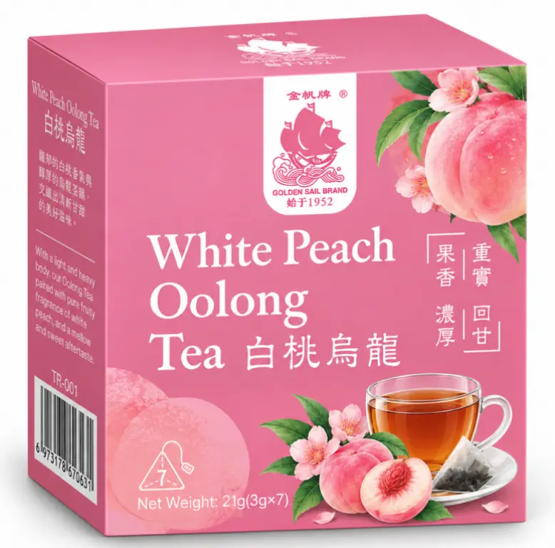 Golden Sail Valkoisen persikan ja oolongteen makuinen tee, teepussit 21g | 白桃乌龙茶包 21g