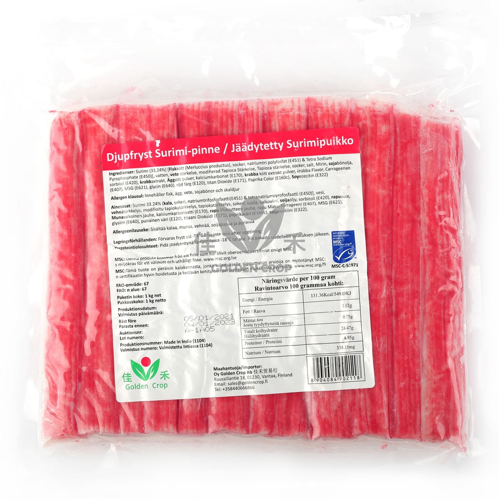 大京/禾味 证书 蟹肉棒 (蟹柳) 1kg | Daikyo/Kim Surimi Sticks 18cm 1kg