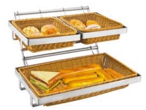 不锈钢 双层点心展示架+2个篮子 | Buffet Rack With Basket