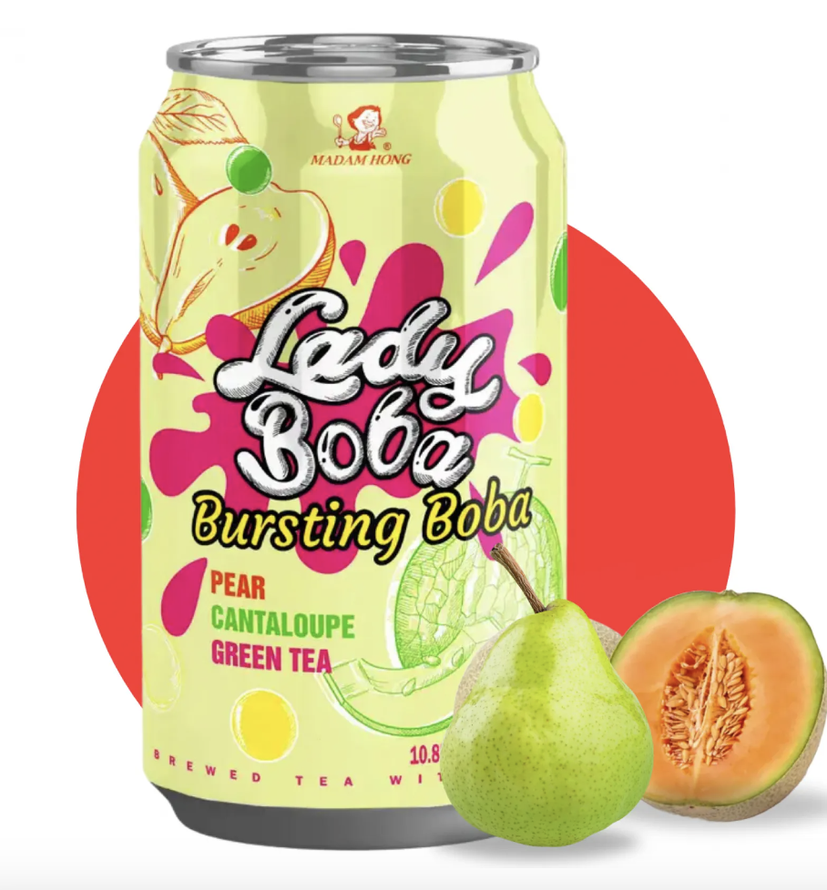 LADY BOBA 脆波波果味茶 梨和哈密瓜味 320ml | LADY BOBA Bursting Boba Tea Pear&Cantaloupe Flav. 320ml