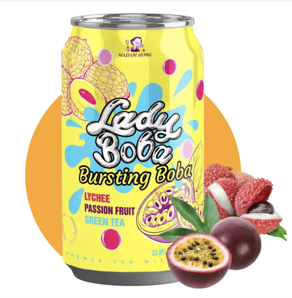 LADY BOBA 脆波波果味茶 百香果和荔枝味 320ml | LADY BOBA Bursting Boba Tea Lychee&Passion Flav. 320ml