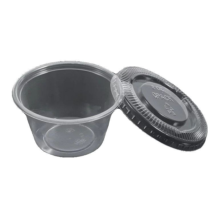 2oz CUP LID PP2 Soy Sauce Take Away Box(with lids&cup) 2500sets/CTN | PP2 辣椒油 酱油外卖盒(有盒有盖) 2500套/箱