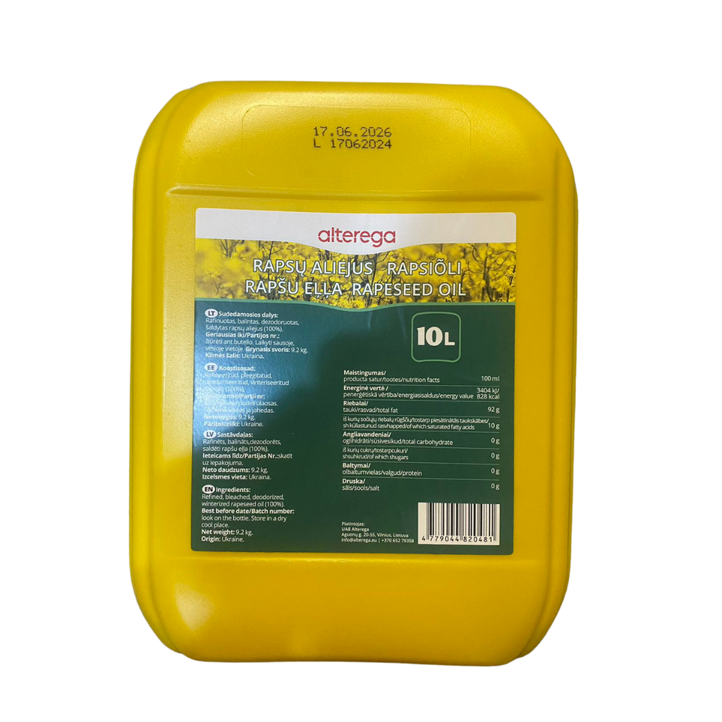 Alterega 黄桶 菜籽油 10L | Alterega Brand Yellow Bucket Rapeseed Oil 10L