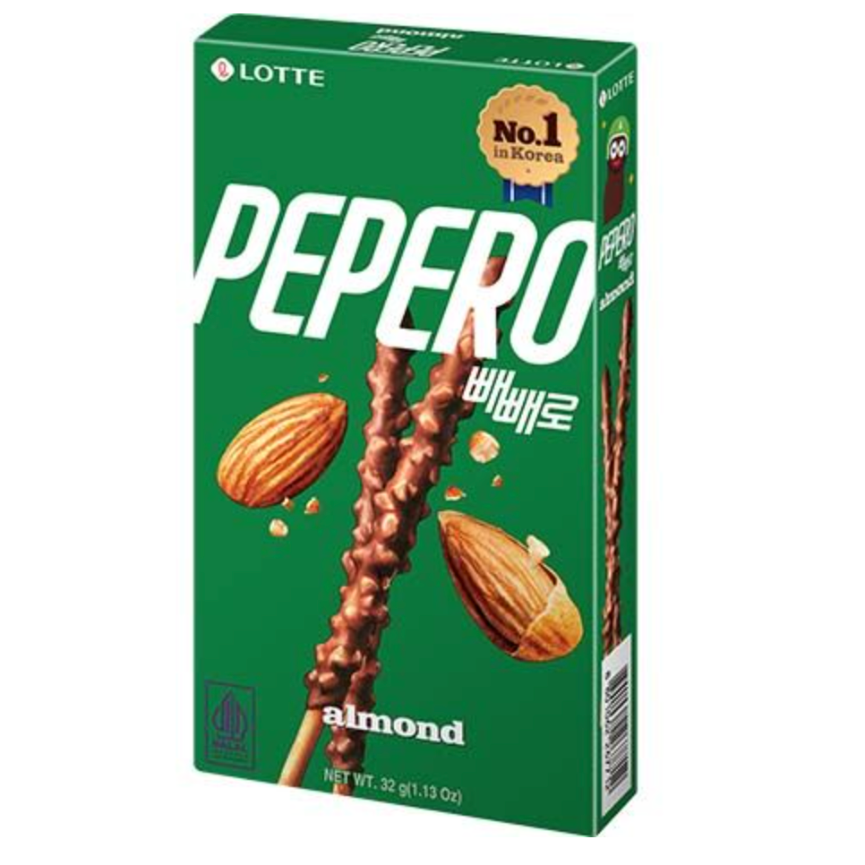 LOTTE Pepero Biscuit Sticks Almond Flavor 32g | LOTTE Pepero 扁桃仁巧克力饼干棒 32g