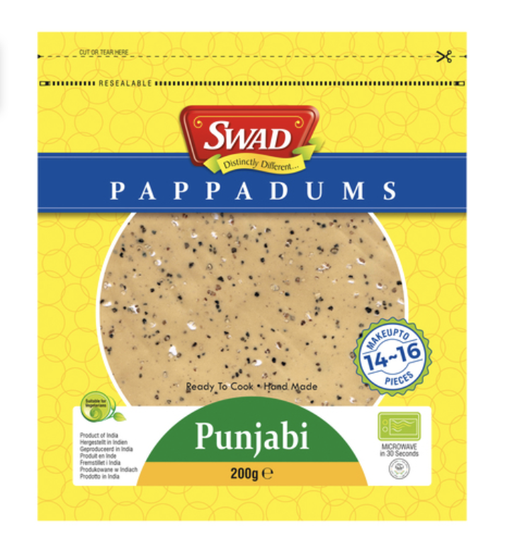 SWAD 印度薄饼 黑胡椒味 200g | SWAD Punjabi Poppadoms Black Pepper Flavor 200g