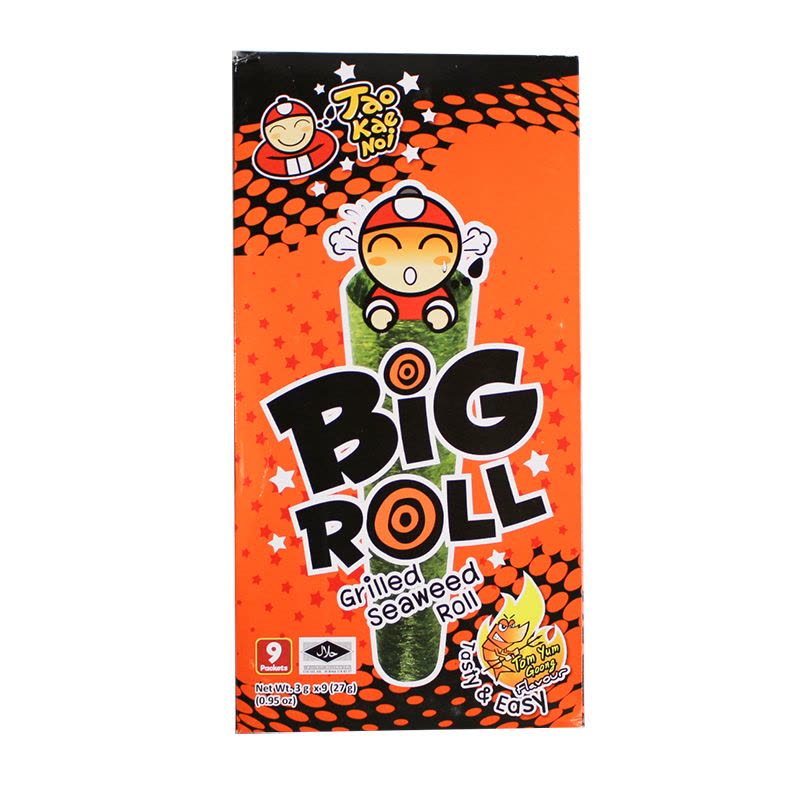 TAOKAENOI Big Roll Tom Yum Flavor 3g/unit | 泰国小老板 海苔大卷 冬阴功味 3g/根