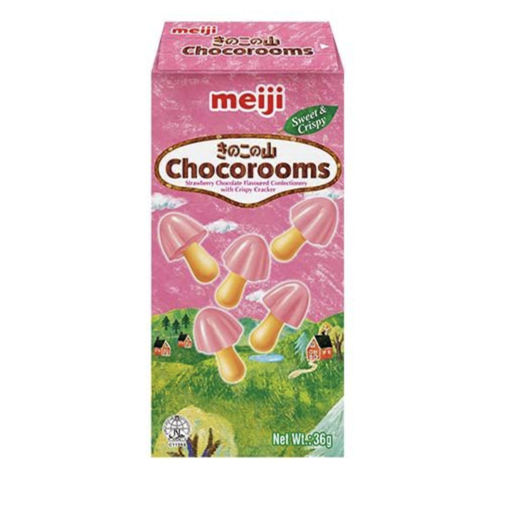 MEIJI Chocorooms 巧克力饼干 草莓味 36g | JP MEIJI Chocorooms Chocolate Biscuit Strawberry Flavor 36g