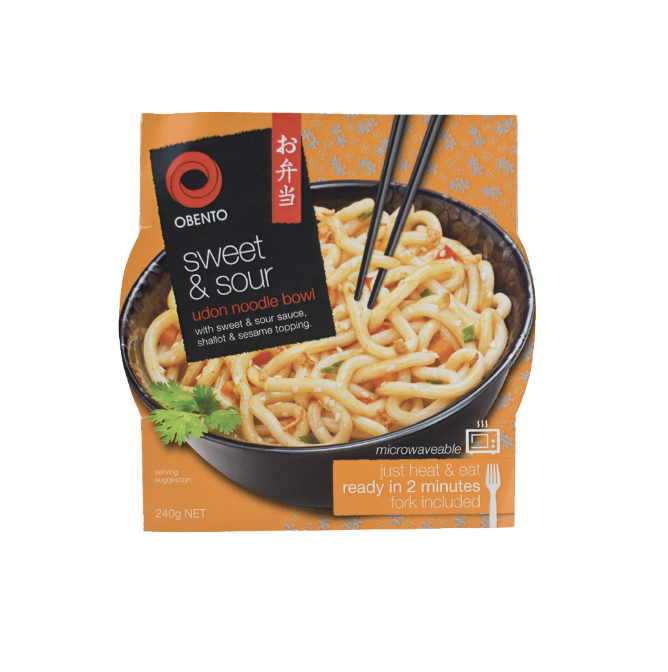 OBENTO Udon Noodle Sweet Sour Flavor Bowl 240g | OBENTO 速食乌冬面 甜酸味 碗装 240g