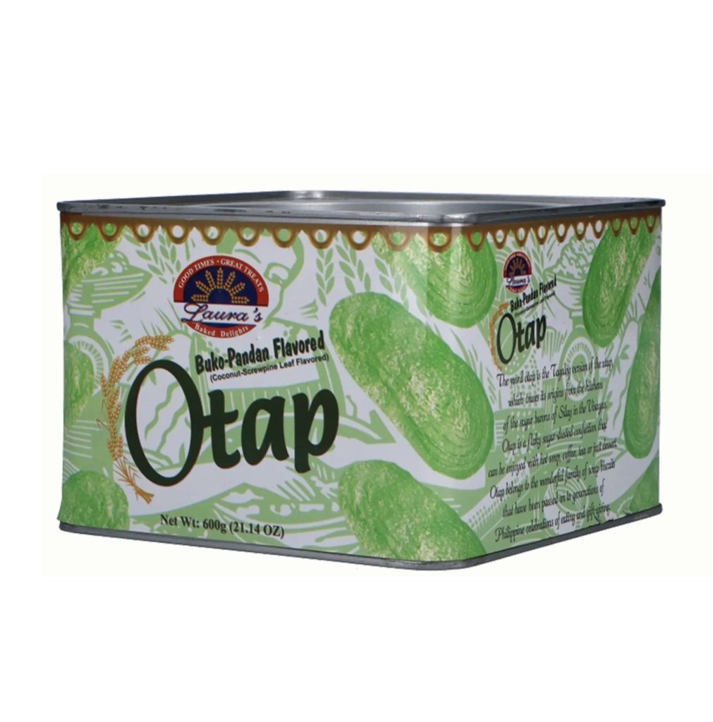 LAURA'S Otap Biscuits Buko Pandan Flavor Tubs 600g | LAURA'S Otap 饼干 椰子斑斓味 桶装 600g