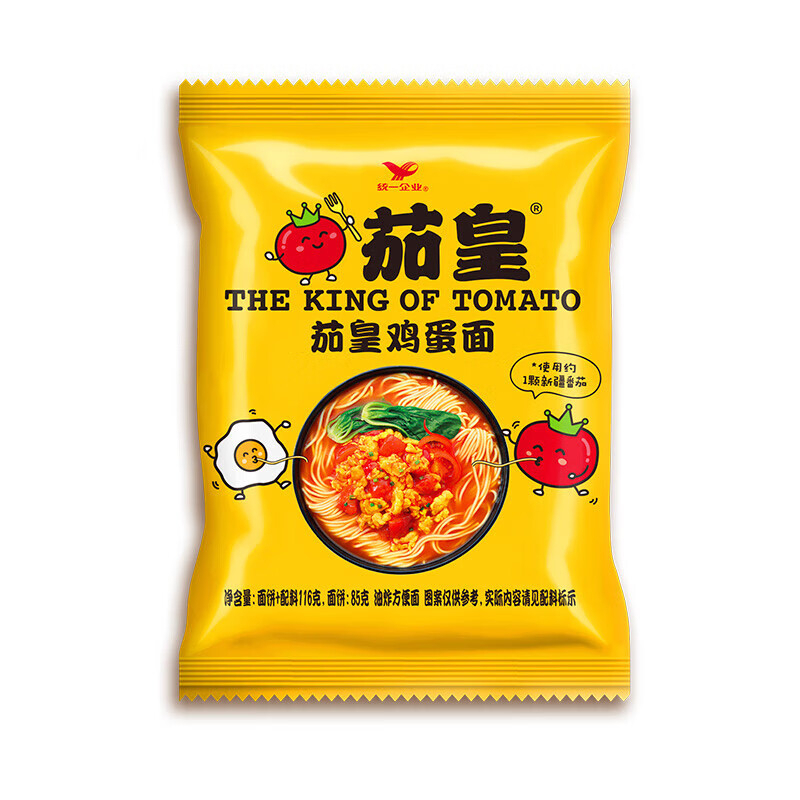 Unif Qie Huang-Tomato and Egg Flavor Noodles 122g | 统一茄皇 番茄鸡蛋面 122g