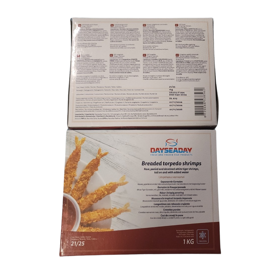 Dayseaday Torpedo shrimps 21/25 1kg | DSD 面包糠炸虾 21/25 1kg