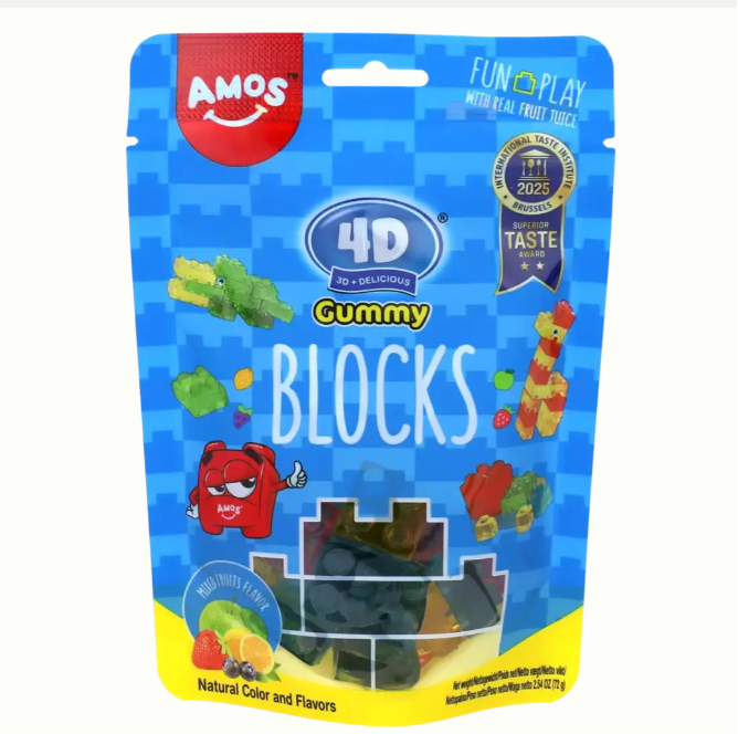 AMOS 4D积木软糖 什锦水果味 72g | AMOS 4D Gummy Blocks Mixed Fruits Flavor 72g