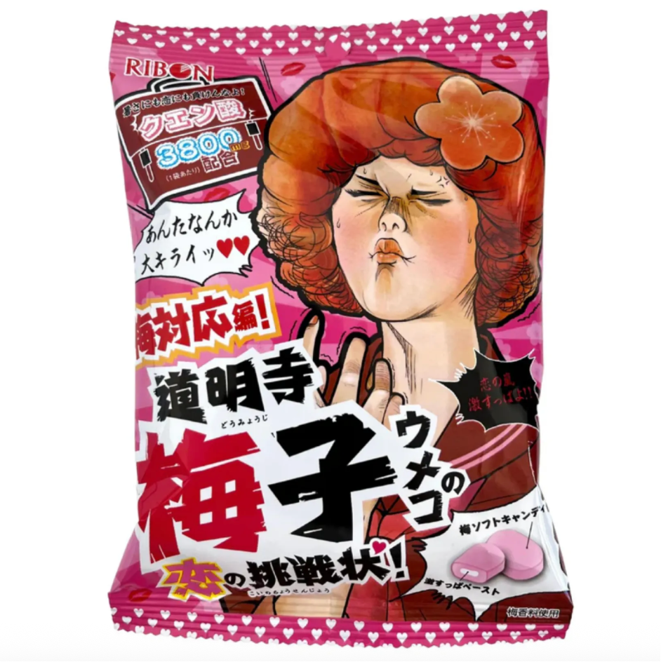 理本 梅子酸味糖 60g | JP RIBON RIBON Domyoji Umeko Love Challenge Sour Candy 60g