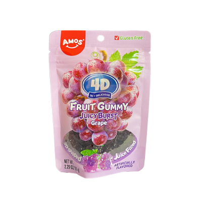 AMOS 4D Gummy Juicy Burst Grape Flavor 65g | AMOS 4D爆汁软糖 葡萄味 65g