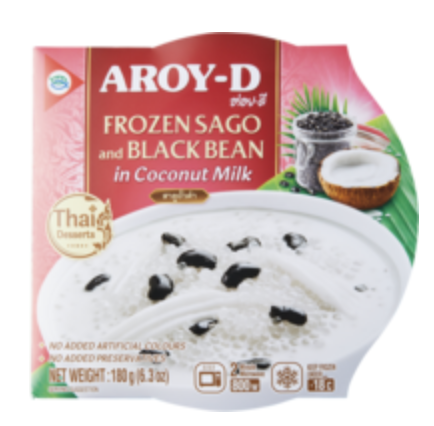 AROY-D Frozen Dessert Sago black Beans In Coconut Milk 180g | AROY-D 甜点 西米黑豆椰汁 180g