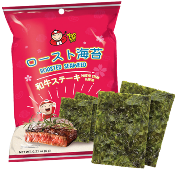 TAOKAENOI Laver Seaweed Snack Roasted Wagyu Steak Flavor 6g | 小老板 紫菜零食 烤和牛牛排味 6g
