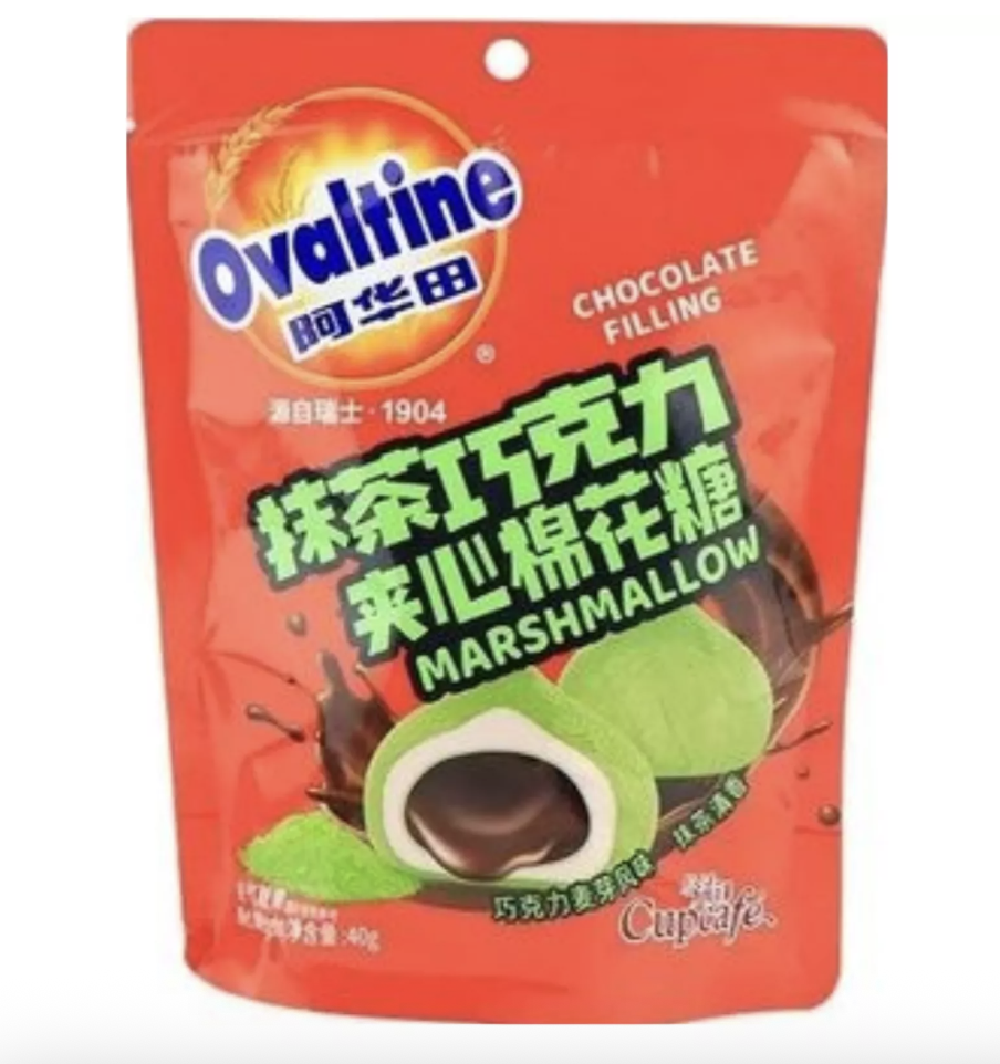 OVALTINE Chocolate Filled Marshmallow Matcha Flavor 40g | 阿华田 巧克力夹心棉花糖 抹茶味 40g